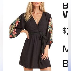 Billabong Black Wrap Dress Sz Medium NEW